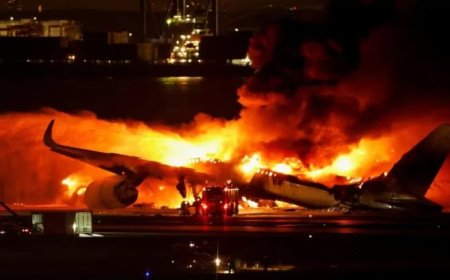 Pesawat Japan Airlines Tabrak dan Terbakar di Bandara Haneda Tokyo, 5 Awak Pesawat Penjaga Pantai Tewas